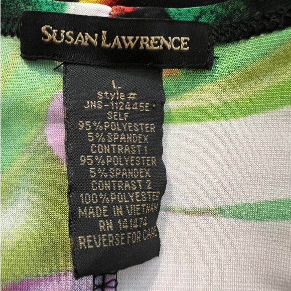 Susan Lawrence Blouse Size L in Multicolored Floral Print Asymmetrical Hemline - Picture 4 of 5